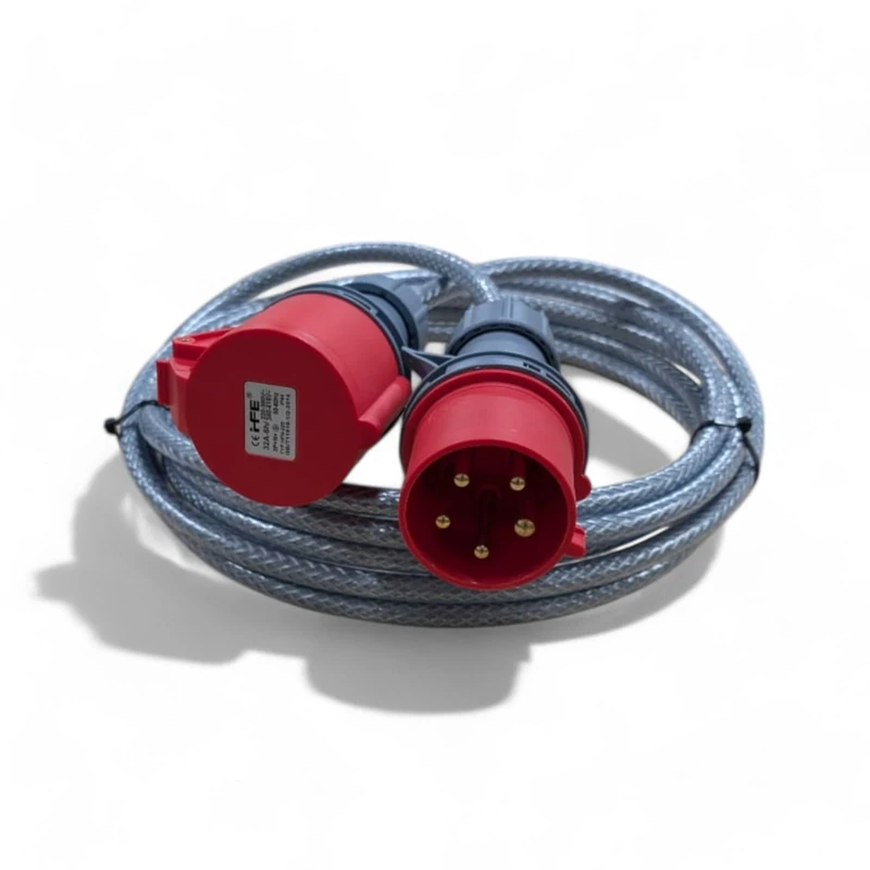 3 Phase 32A 5 Pin 415V Extension Lead 5m IP44 Red IEC 60309 3P+N+E SY Heavy Duty Armoured Cable PAT Tested 5 Metre