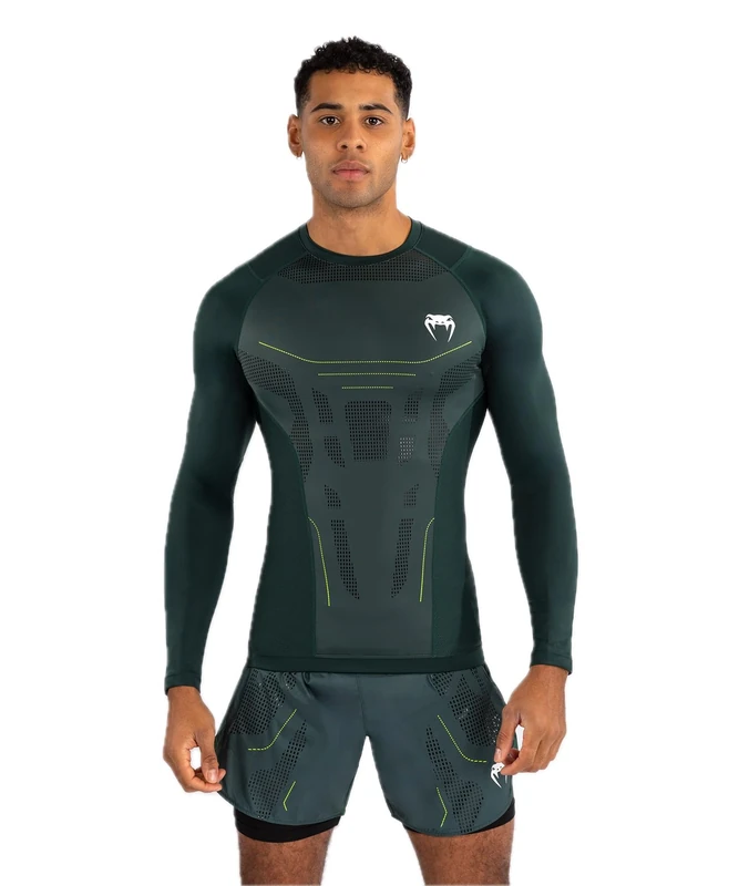 Venum Technical 3.0 Long Sleeve Rashguard - Forest Green - M