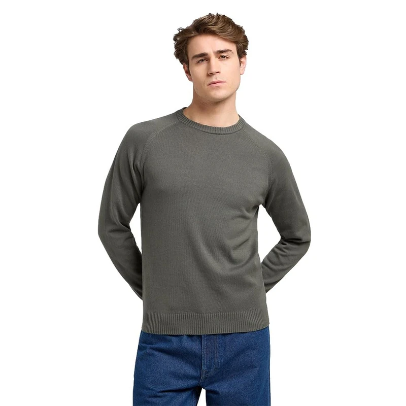 Lee Men's Clean Raglan Sweater, Olive Grey, L