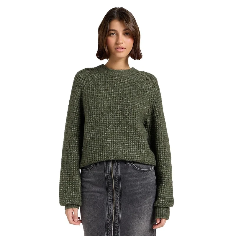 Lee Women's Knit Sweater, Olive Grey, XS