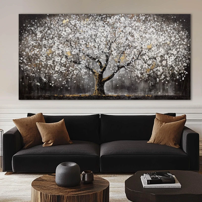 SDYA Plant Wall Pictures Large Neutral Canvas Paintings Black and White Hanging Art 24"x48" Bed Room Wall Decoration Farmhouse Kitchen Decor