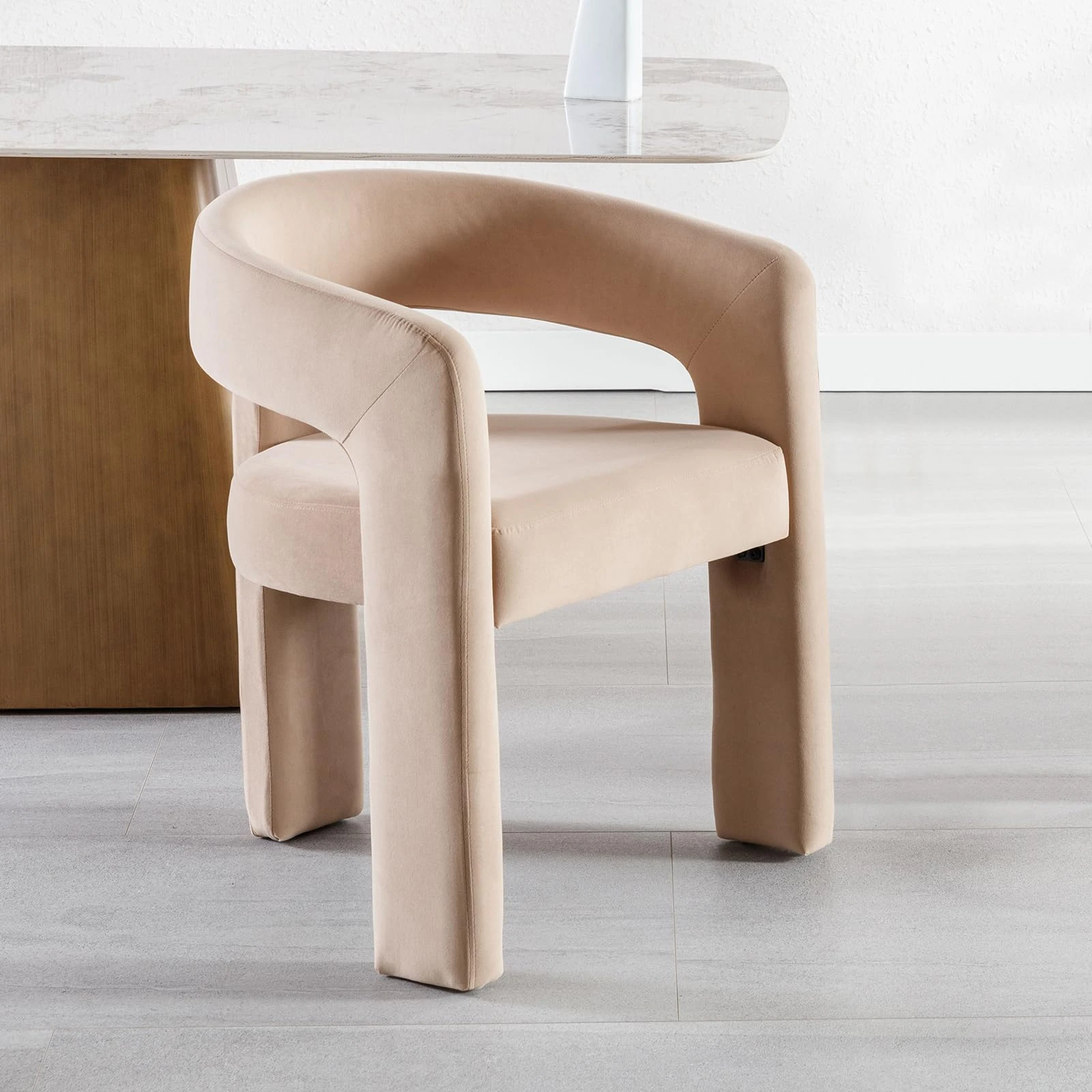 chairus Velvet Accent Chair Modern Tub Chair for Living Room Armchair Vanity Chair for Bedroom (Khaki)