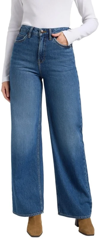 Lee Women's Stella A Line Wide Leg Jeans, Ink Pool, 26W x 29L