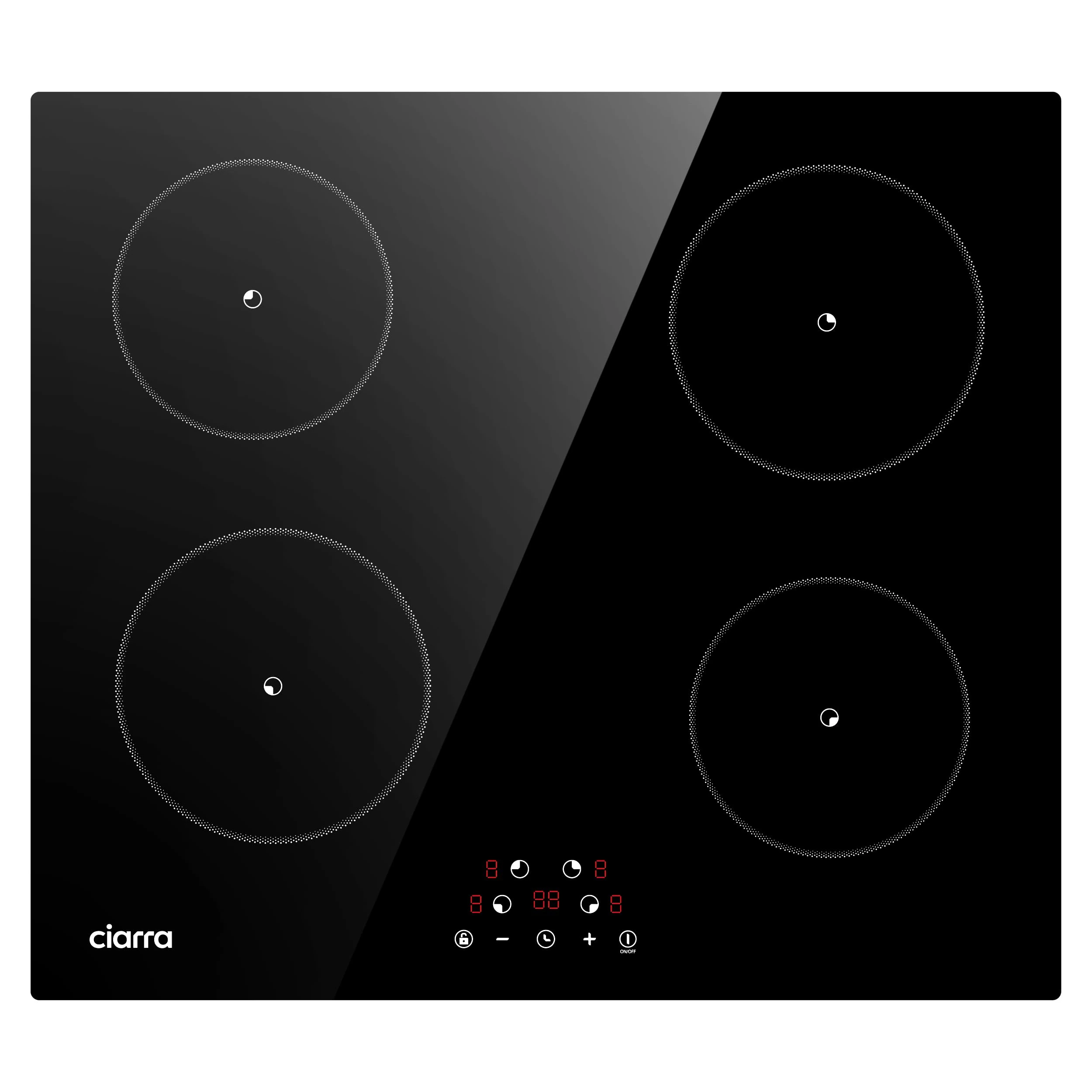 Ciarra CABBIH4-F Built-in Induction Hob 60 cm 4 Zone Induction Cooktop with Timer Touch Control 4 Plates 9 Power Levels Induction Cooker 6000W