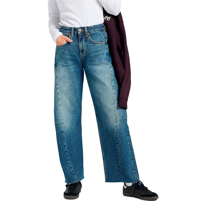 Lee Women's Rider Barrel Loose Fit Wide Leg Jeans, Going Forward, 25W x 31L