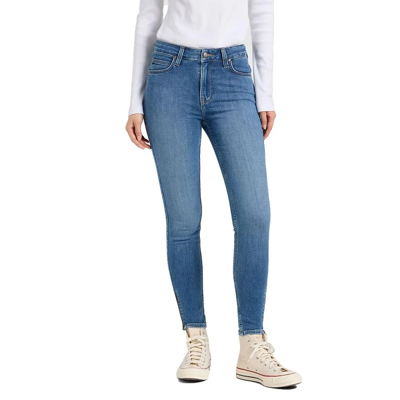 Lee Women's Scarlett High Zip Jeans, Blue Buzz, 30W x 31L