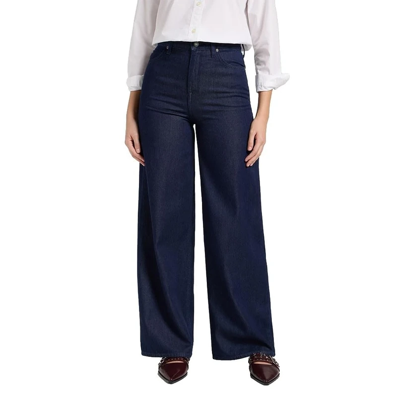 Lee Women's Stella A Line Wide Leg Jeans, Shelf Blue, 28W x 31L