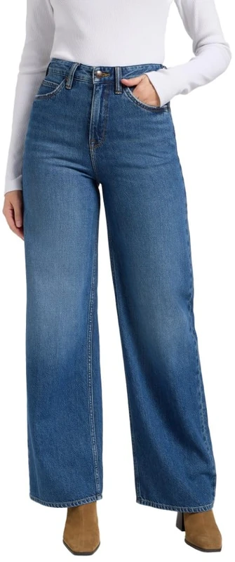 Lee Women's Stella A Line Wide Leg Jeans, Ink Pool, 28W x 33L