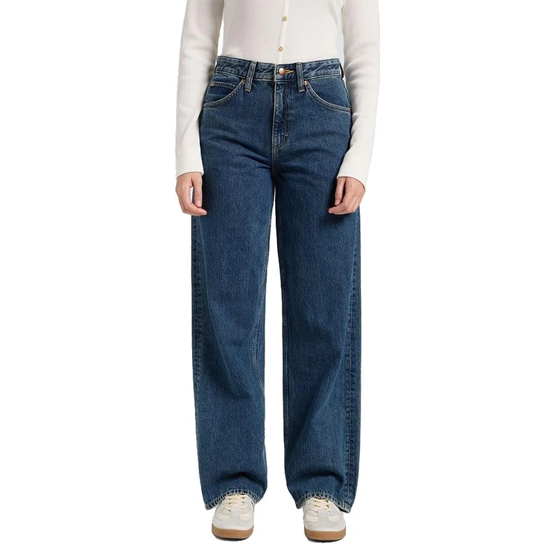 Lee Women's Rider Loose Straight Fit Straight Leg Jeans, Sharp Point, 28W x 33L