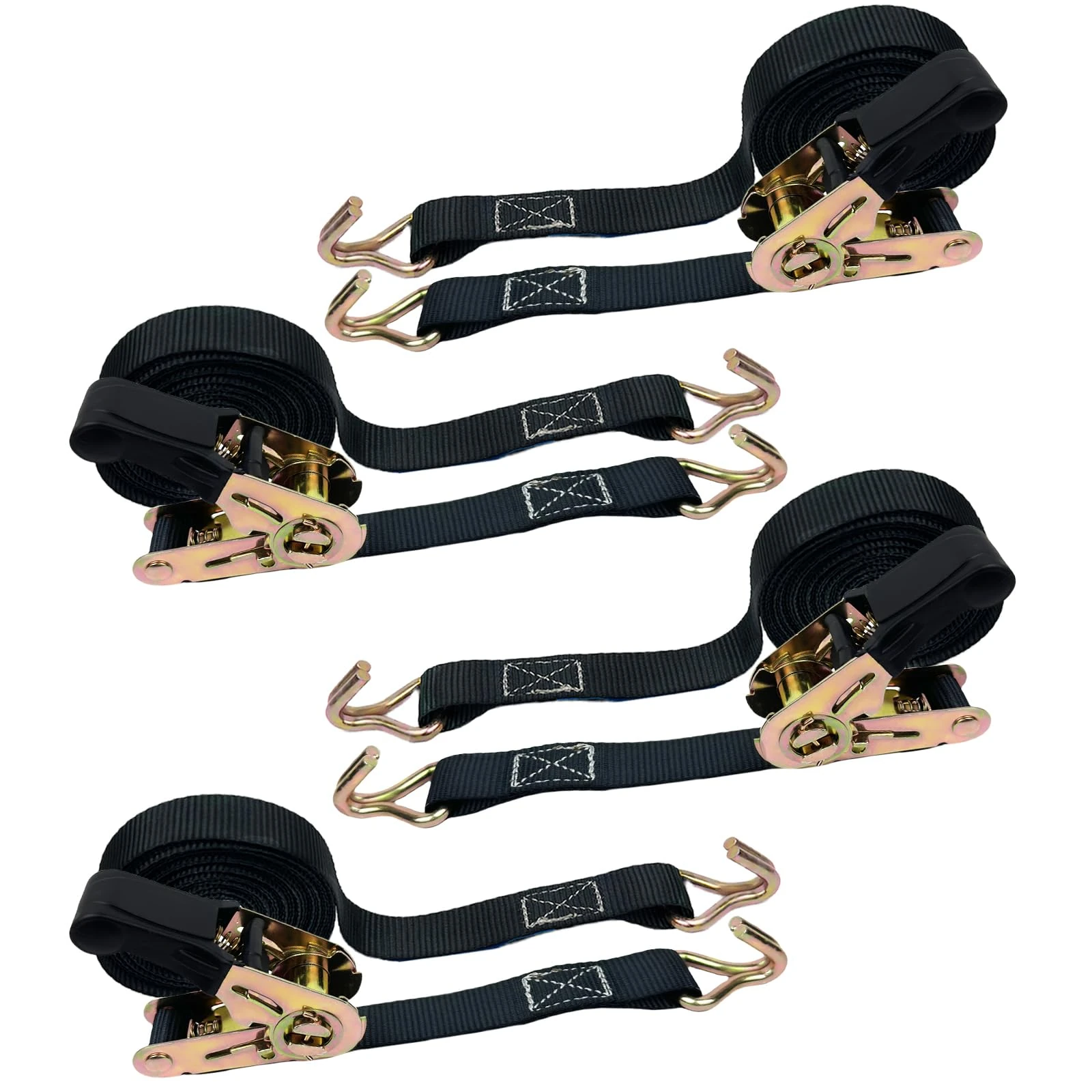 OWSYTOOL Ratchet Straps 4Pack, 4 x 800KG Tie Down Straps with Hook, 6M x 25mm Small Ratchet straps for Motorcycles, Car, Trailer, Cargoes, Household