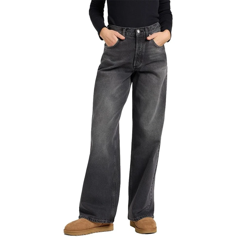 Lee Women's Low Slung Slouch Jeans, Charred Black, 29W x 31L
