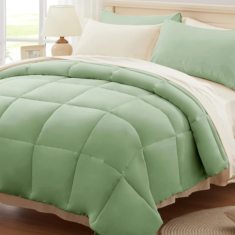 Anluoer California King Comforter Set, 7 Piece Bed in a Bag Bedding Set