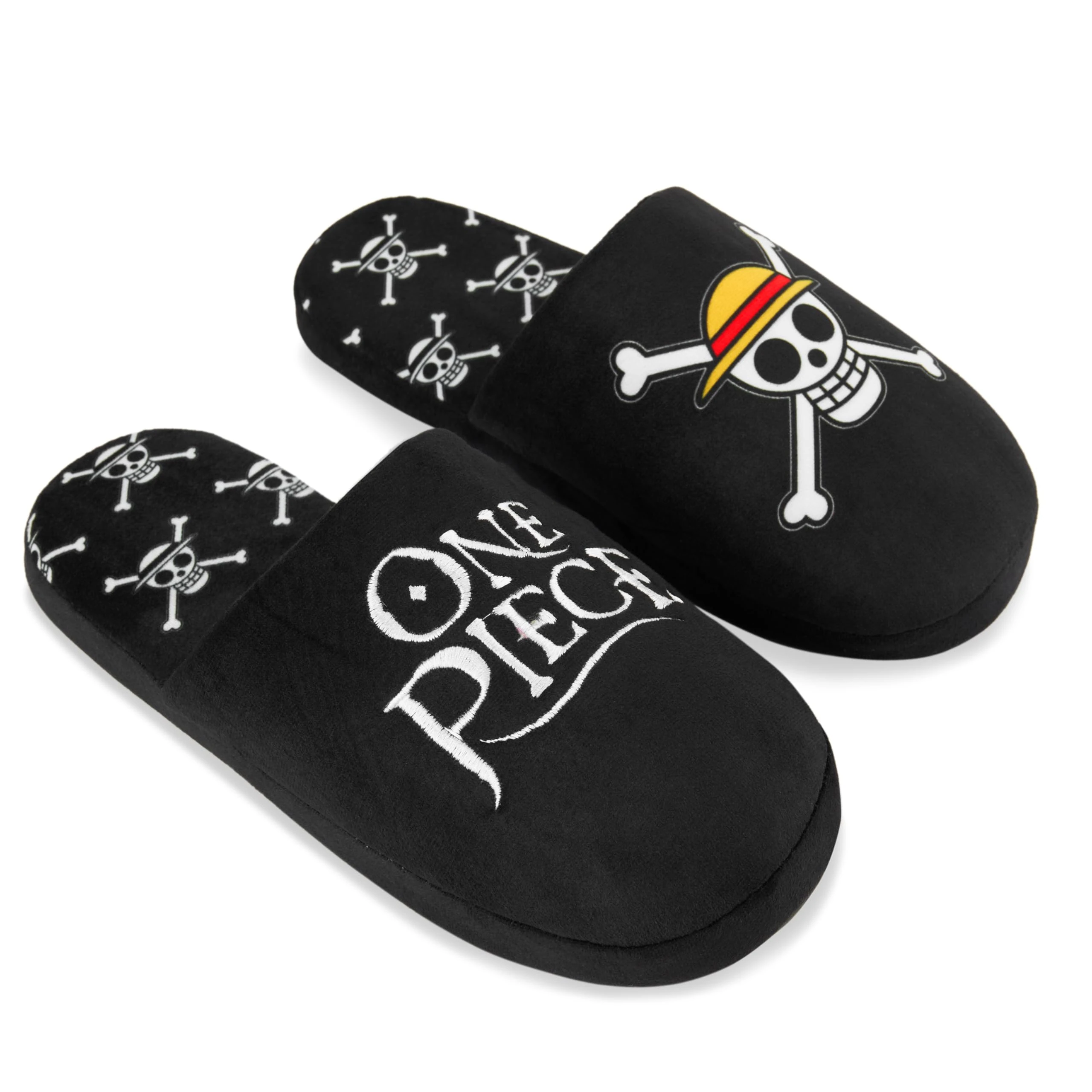 Get Trend One Piece Slippers Boys Teens, Slip On Mules, Warm Indoor House Slippers with Non Slip Sole, Anime Gifts for Boys (5/6 UK, Black One Piece)