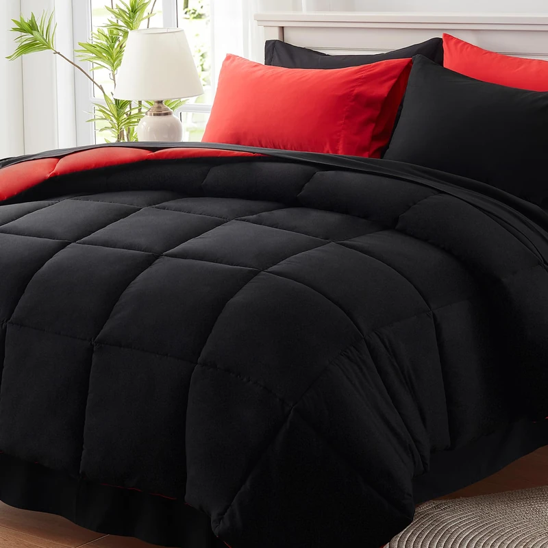 Anluoer California King Comforter Set 7 Pieces, Bed in a Bag Bedding Set