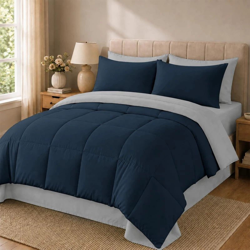 Anluoer California King Comforter Set, 7 Piece Bed in a Bag Bedding Set