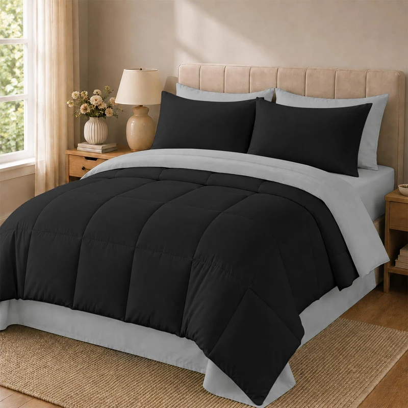 Anluoer California King Comforter Set, 7 Piece Bed in a Bag Bedding Set