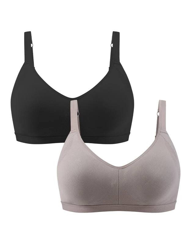 ANGOOL Women's Sports Bra Non-Wired Padded Adjustable Straps Low Impact Workout for Yoga Pilates Gym, Black+Grey, 3XL