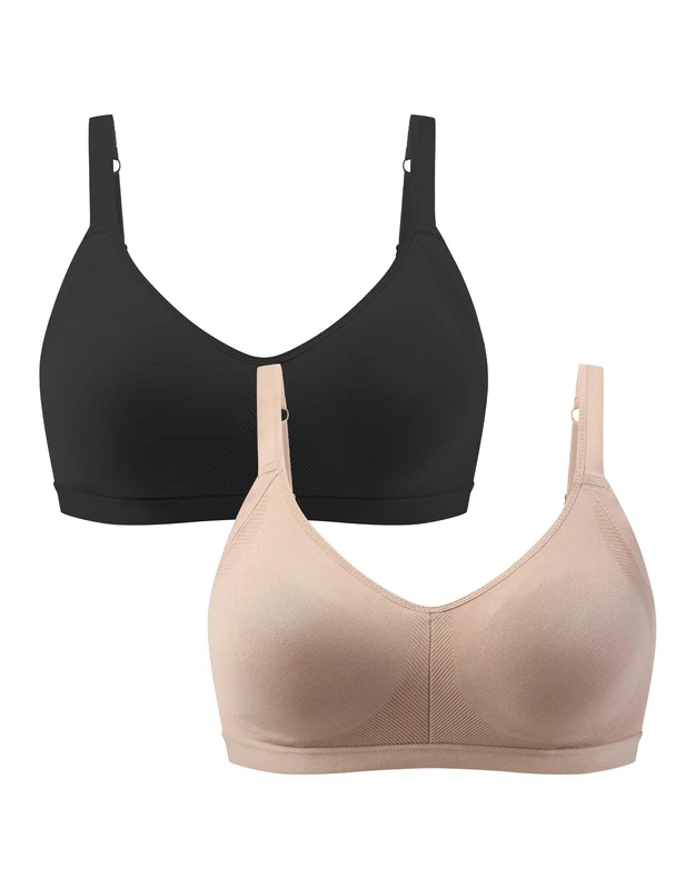 ANGOOL Women's Sports Bra Non-Wired Padded Adjustable Straps Low Impact Workout for Yoga Pilates Gym, Black+Beige, 3XL