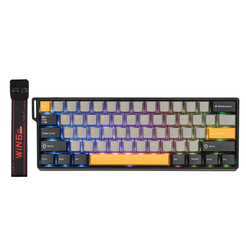 EPOMAKER AULA WIN60 HE 60% Wired Magnetic Keyboard with Adjustable Actuation, 8000 Hz Polling Rate, Hall Effect Switches, Hot-Swap, For FPS Games (Grey&Yellow)