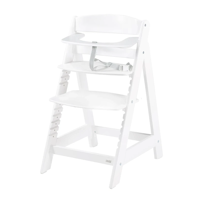 roba Wooden Grow-Along High Chair Sit Up Click 'N' Flex - Adjustable Height - from 6 Months up to 70 kg - Anti-Tipping Baby Chair with Smooth Surface - White