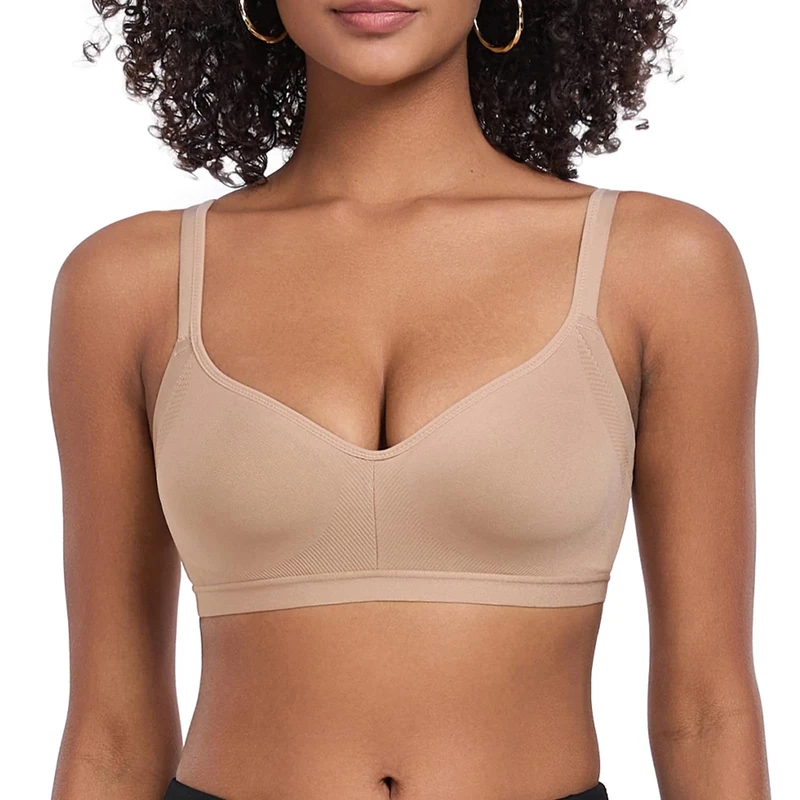 ANGOOL Women's Sports Bra Non-Wired Padded Adjustable Straps Low Impact Workout for Yoga Pilates Gym, Beige, 3XL