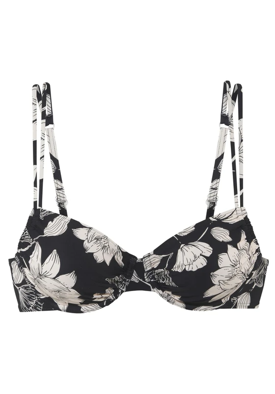 s.Oliver Women's Goa-120 Bikini Top, Black-Creme, 12/E