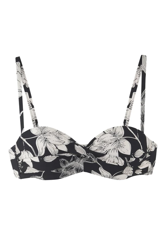 s.Oliver Women's Goa-121 Bikini Top, Black/Cream, 44 / D - Image 1