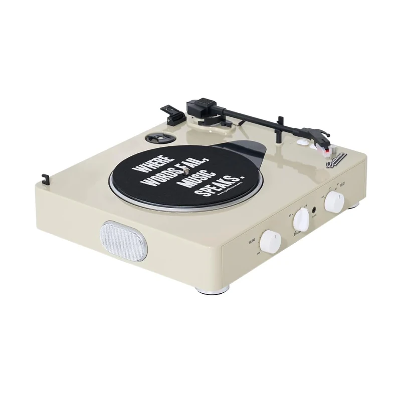 Gadhouse Brad MKII Turntable Record Player - 3 Speed Vinyl Player, Home Bluetooth Turntable, Built-in Stereo Speakers 10W - Vintage 50s Sleek Design - Play 33/45/78 RPM Records or Stream Music, Ivory