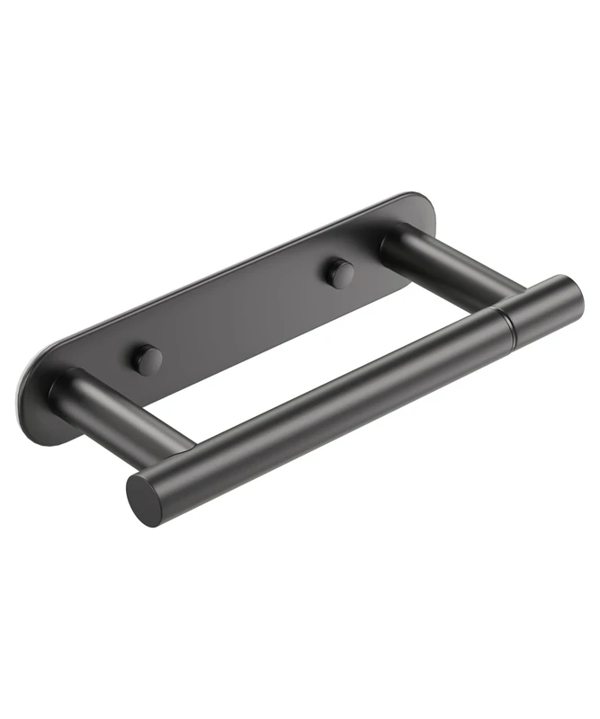 Aikzik Toilet Roll Holder, Toilet Paper Holder with 2 Installation, Premium 304 Stainless Steel Toilet Paper Holder Self Adhesive and Wall Mount for Bathroom & Kitchen - Black