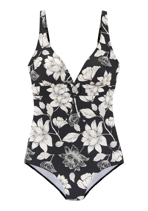 s.Oliver Women's Ing-543g One Piece Swimsuit, Black-Creme, 14/B - Image 1