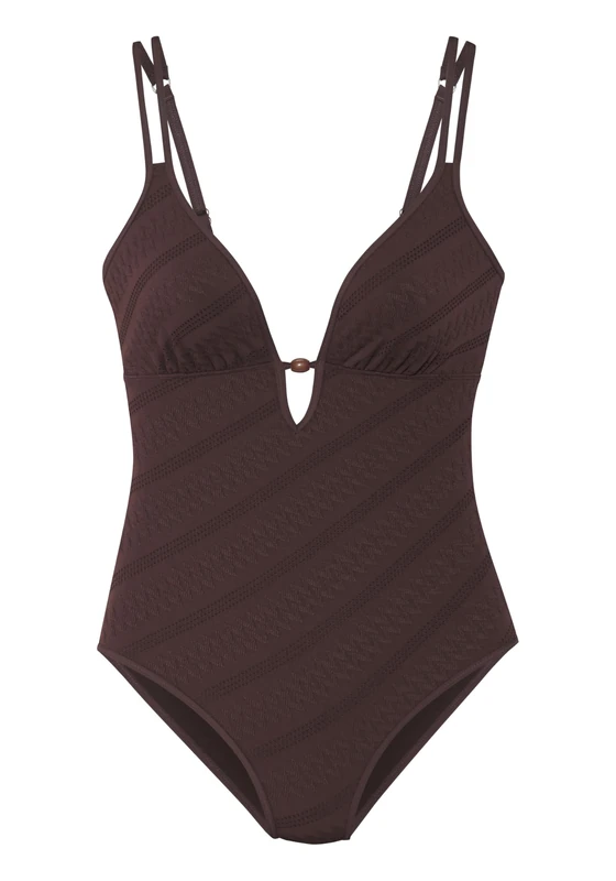 s.Oliver Women's Goa-89 One Piece Swimsuit, Brown, 14/C