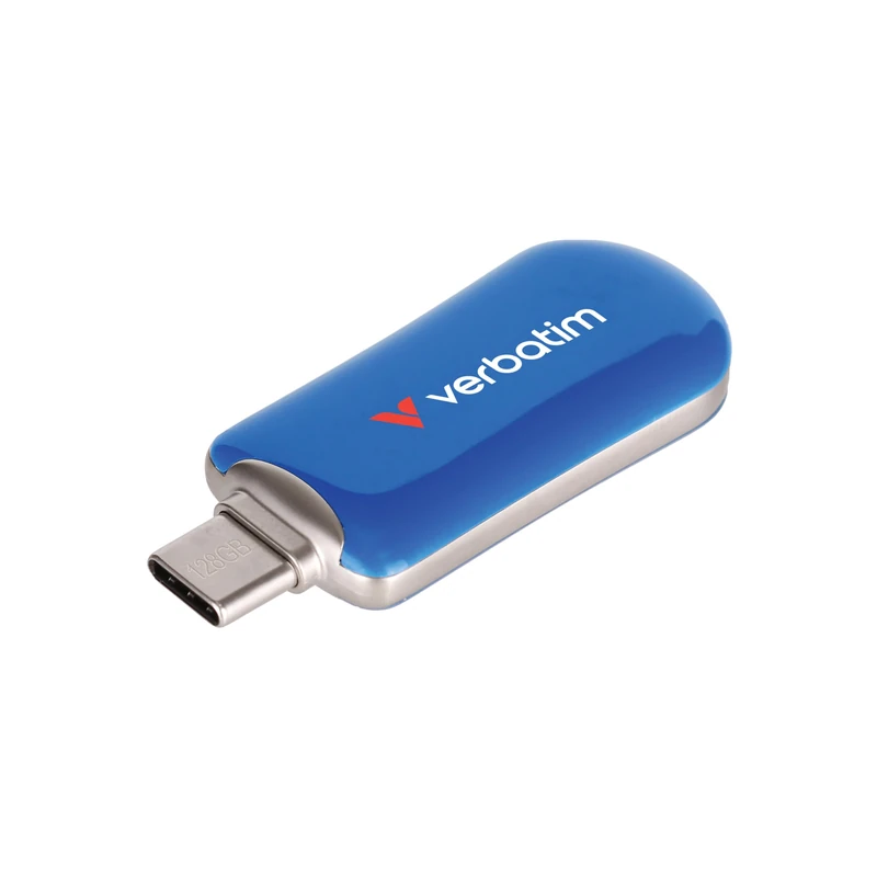 Verbatim Plectra USB-C Stick 128GB, 3.2 Gen 1 USB-C Flash Drive, Compact Memory Stick with up to 100MB/s, Memory for iPad, iPhone, Smartphone, Laptop, PC, Compatible with Mac/Windows