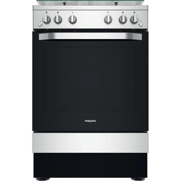 Hotpoint HS67G2PMX/UK Hydro Gas Single Cooker - Inox - A+ Rated, H90 x W60 x D60 (cm)