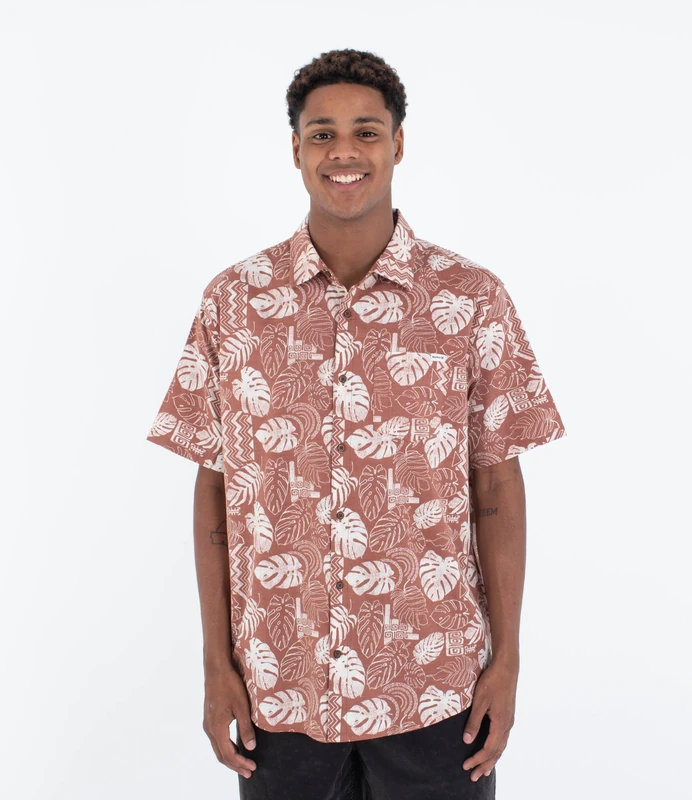 Hurley Mens OAO Lido Stretch Shirt, Martian Rust, S EU