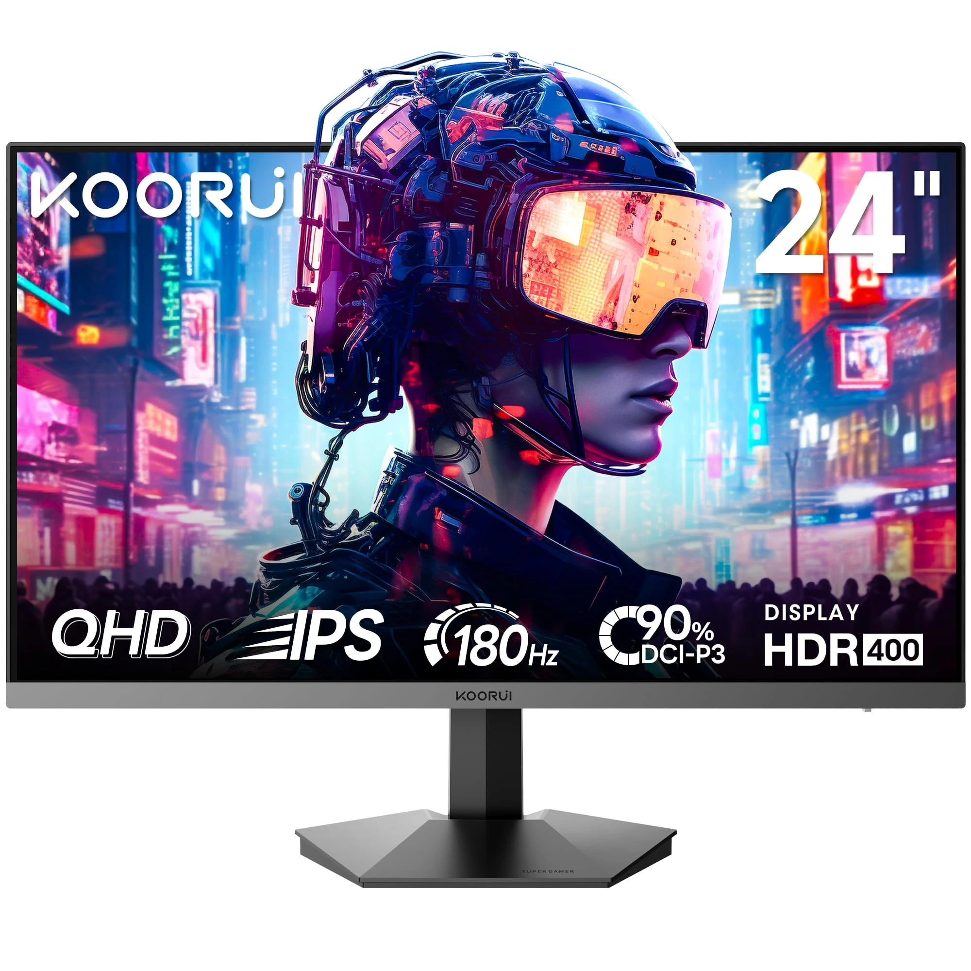 KOORUI 24 Inch QHD Gaming Monitor, 1440p 180Hz Fast IPS, 1ms, Adaptive Sync, VESA Mountable, HDMI/DP