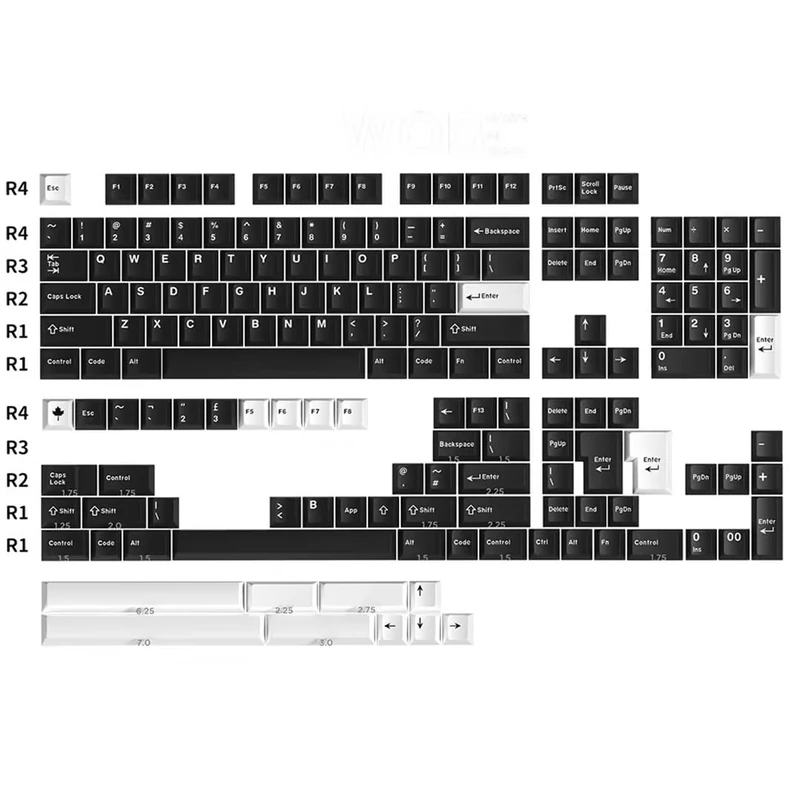 163 Keys WOB Keycaps Cherry Doubleshot Keycaps Set Fit for ISO ANSI 95% 75% 65% 60% Mechanical Keyboard Cherry Mx Switches