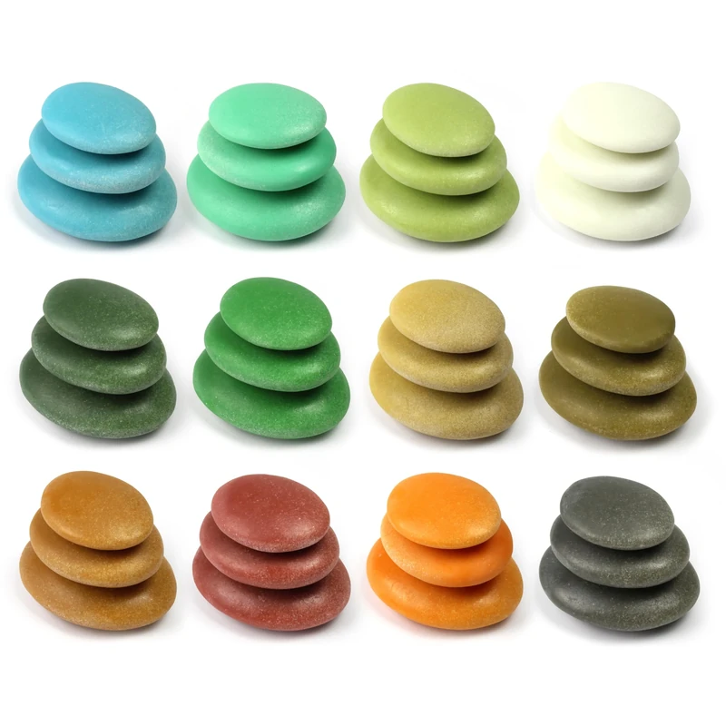 Yellow Door Natural Sorting Stones - Nature Collection | Set of 36 | early years open-ended play | small world scenery | maths sorting for ages 2, 3, 4, 5 | Durable outdoor learning