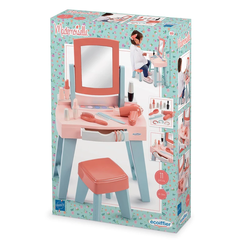 Ecoiffier - 1819 - My first dressing table - for children - from 12 to 36 months - with mirror and other accessories - to make me pretty and do my hair like a big