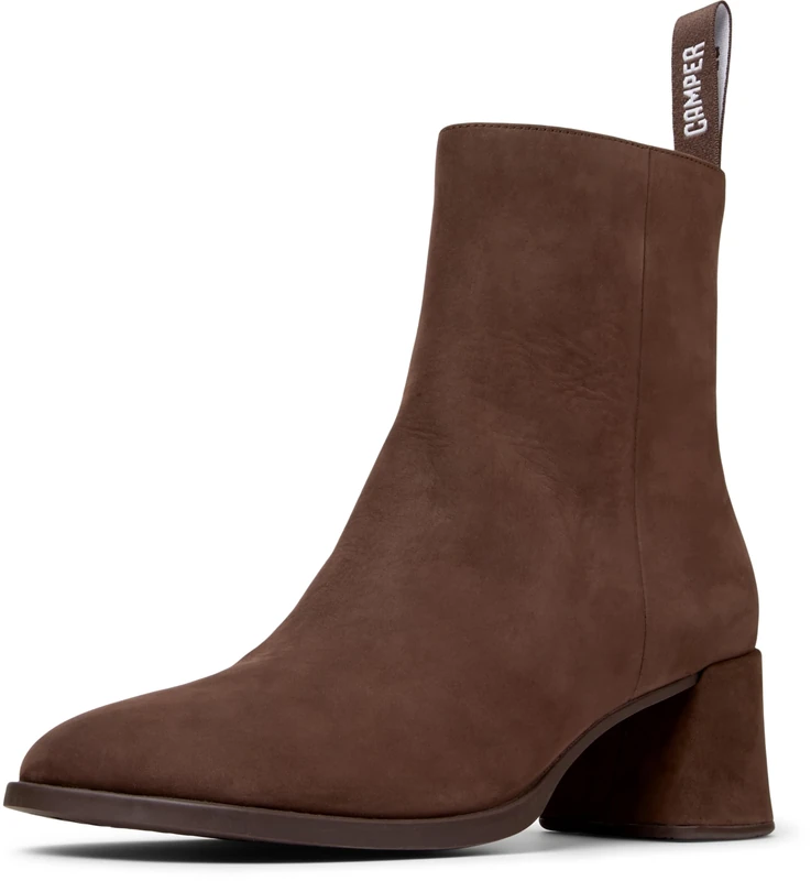 Camper Female Kora K400798 Zip Bootie, Dark Brown 002, 5