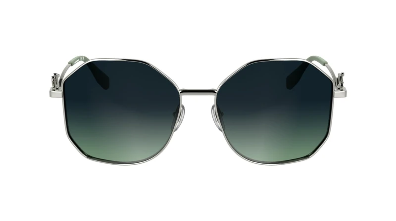 KARL LAGERFELD Women's Sunglasses KL358S - Shiny Silver with Gradient Dark Blue/Green Lens