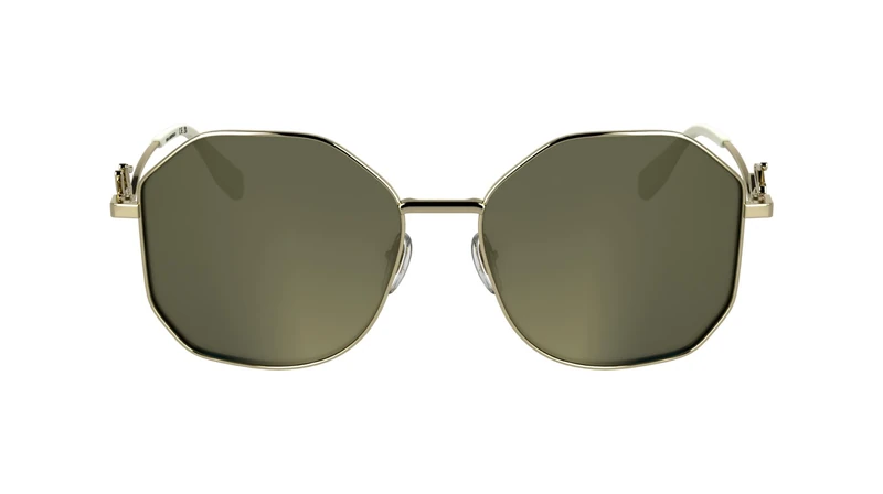 KARL LAGERFELD Women's Sunglasses KL358S - Gold Shiny with Solid Light Brown Mirror Lens