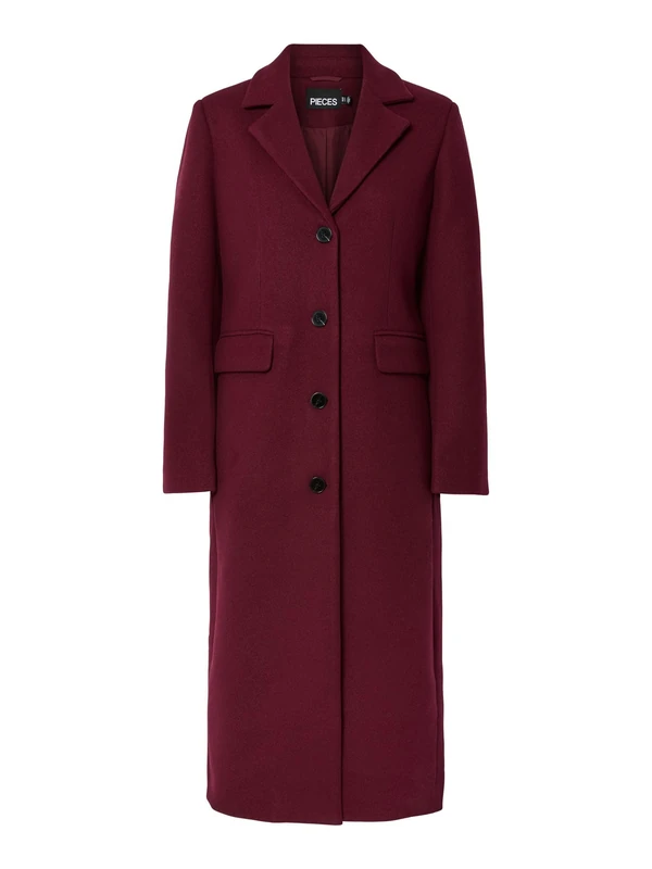 PIECES Women's Pcjadine Long Coat, Tawny Port, XS