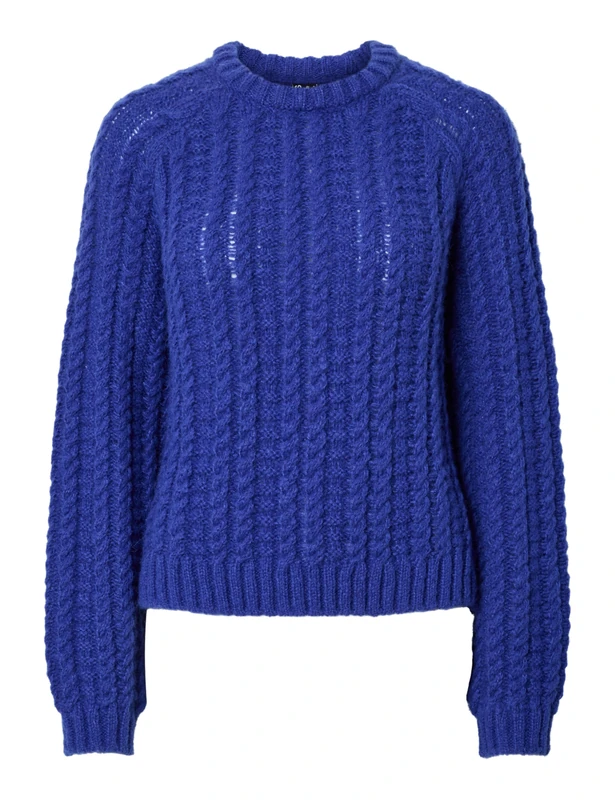 PIECES Pcjia LS O-Neck Knit Bc, Bluing, S