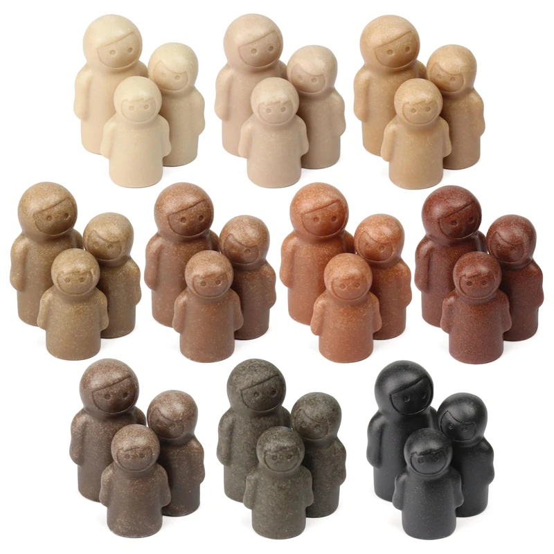 Yellow Door Little People Like Me Families | Set of 30 Ethnic Diversity stone family doll toys | Diversity Toys for Early Years | Doll House Accessories for 2 3 4 5 year olds | Outdoor Learning Toys