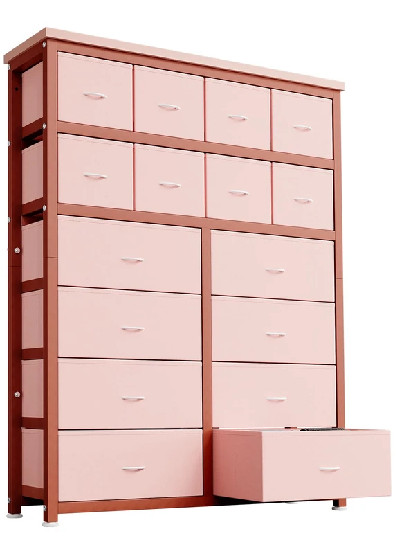 Baloveby Chest of Drawers with 16 Fabric Drawers, High Chest of Drawers Organiser for Clothes, Multifunctional Drawer Cabinet for Bedroom and Living Room - Image 1