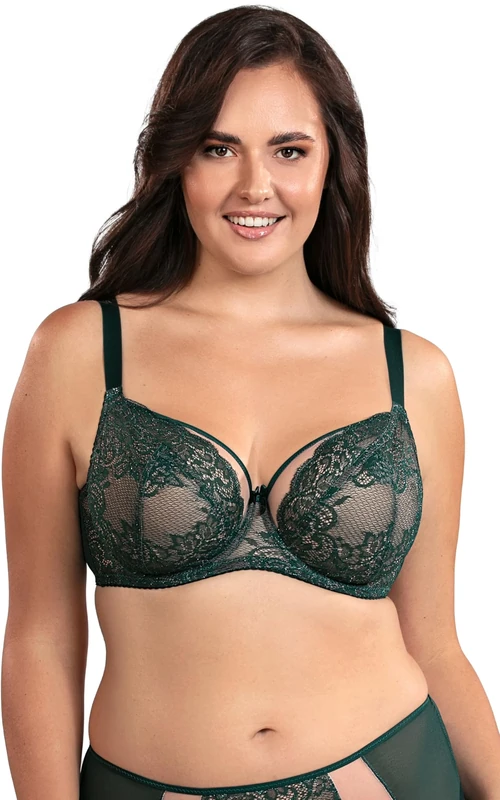 Vivisence Women's Underwired Lace Non Padded Bra 1044, Green,44DD
