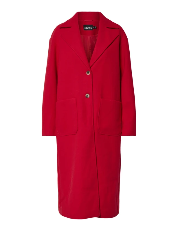 PIECES Women's Pcjili Long Coat Bc, Goji Berry, L
