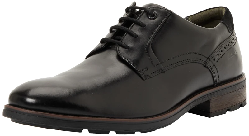 Clarks Emmet Plain Mens Black Smooth, 6