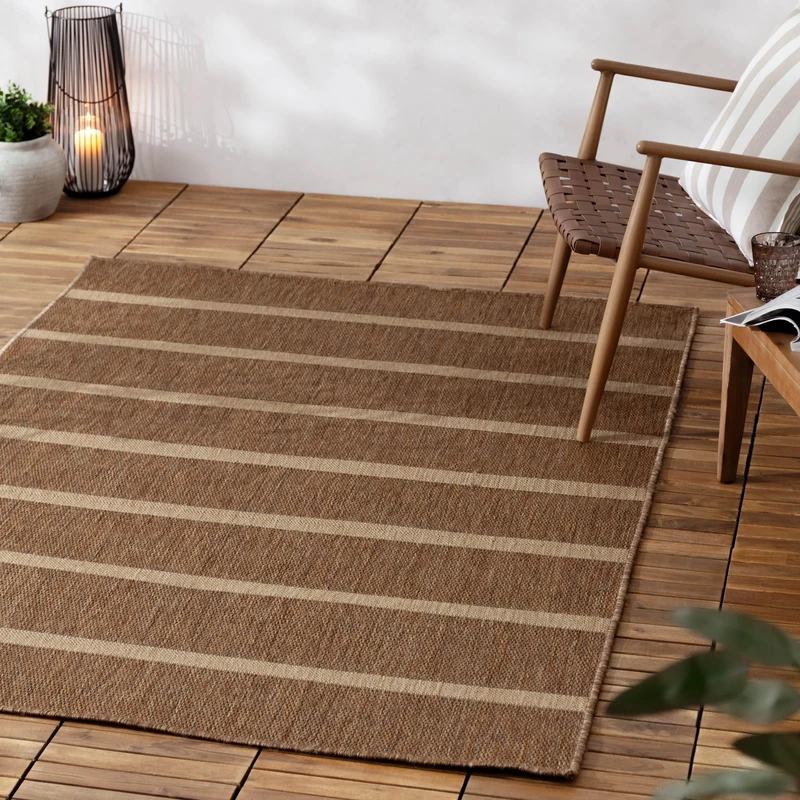 furn. Yard Tala Stripe Jute Effect Indoor/Outdoor Rug - Natural - 140x170cm