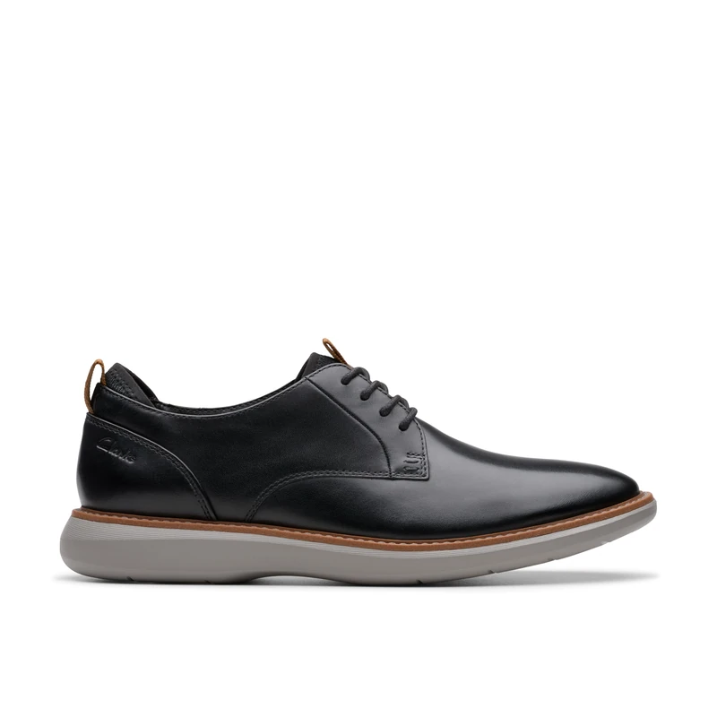 Clarks Brantin Plain Mens Black Leather, 10